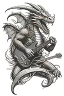 replace an electric guitars body with a dragons angry head tattoo design idea