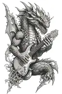 replace an electric guitars body with a dragons angry head tattoo design idea
