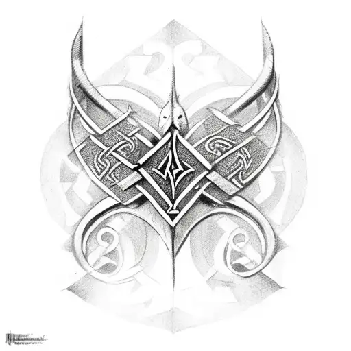 Viking symbols love, protection, perseverance, Viking style butterfly  tattoo design idea