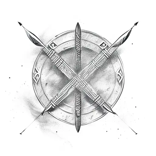 arrow including Viking symbols love, protection, perseverance, Viking style butterfly  tattoo design idea