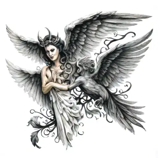angel and devil wings tattoo design idea