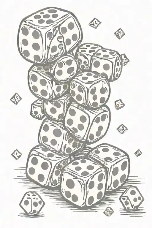 dice rolling tattoo design idea