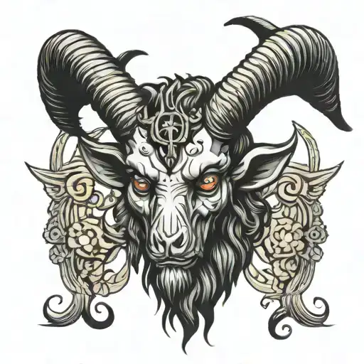 baphomet head tattoo design idea