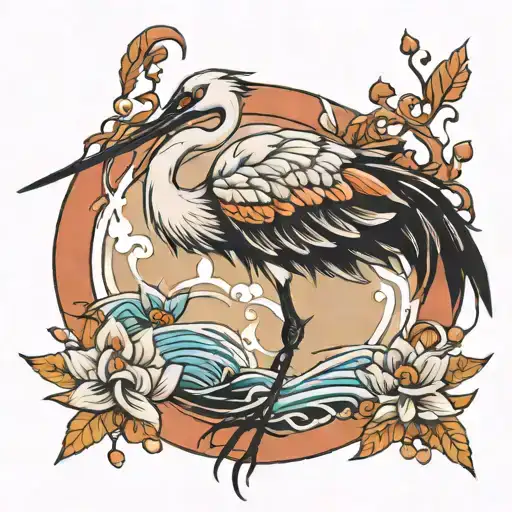 crane bird tattoo design idea