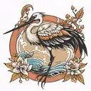 crane bird tattoo design idea