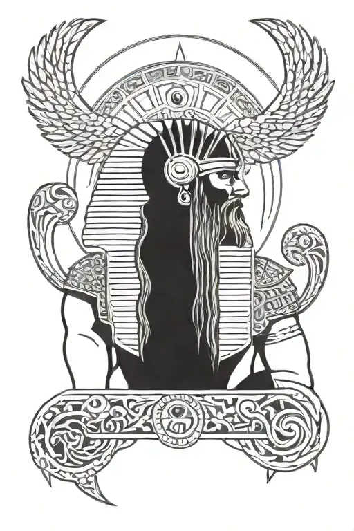 Ancient Egypt god Odin tattoo design idea