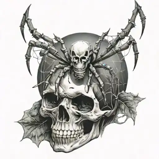 Spider and Skull tattoo design idea