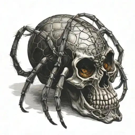 Spider with a skull-shaped body tattoo design idea