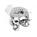broken brain tattoo design idea