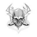 skull in the reflection of a dagger blade tattoo design idea