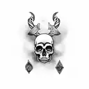 skull in the reflection of a dagger blade tattoo design idea