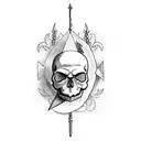 skull in the reflection of a dagger blade tattoo design idea