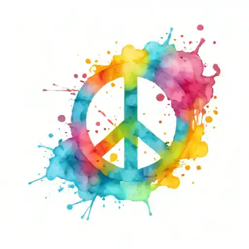 Colorful peace sign with colorful spalsh circles around it tattoo design idea