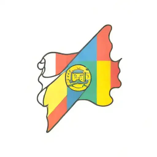 long rectangle with ecuadorian flag in it and rainbow flag and the learn symbol  tattoo design idea