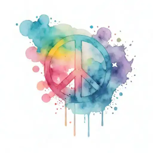 Colorful peace sign with small circles around it tattoo design idea