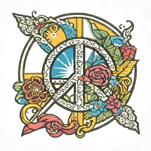 Colorful peace sign  tattoo design idea