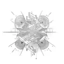 colorful lines down arm tattoo design idea