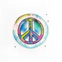 colorful peace sign with black outline tattoo design idea