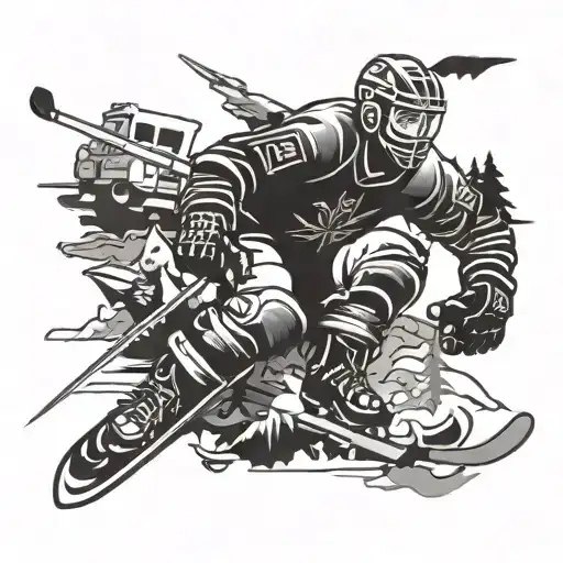 hockey, skiing, aviation themed tattoo tattoo design idea