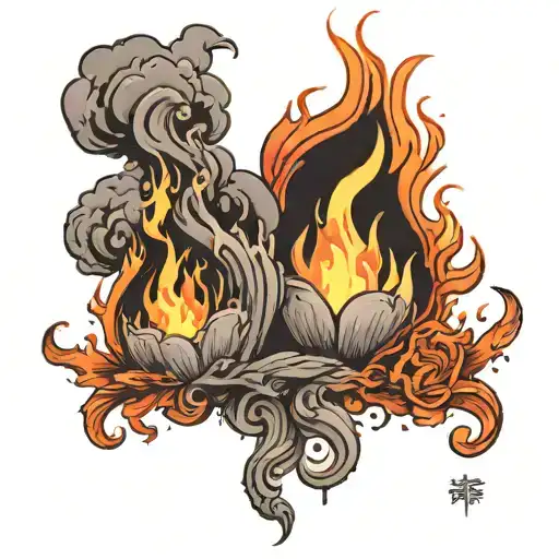 Flame and smoke rising tattoo design idea