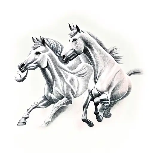 horses running  tattoo design idea