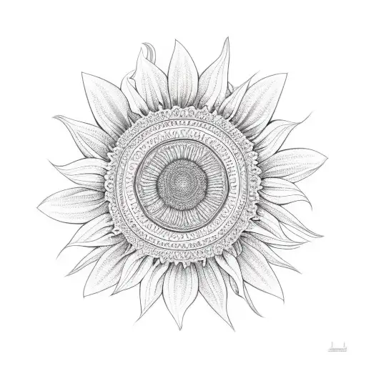 paisley pattern with sunflowers tattoo design idea