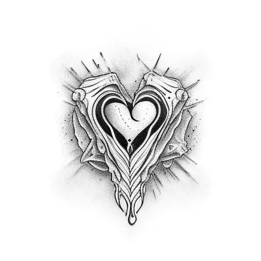 cicatrices en un corazon con cuchillo clavandose tattoo design idea