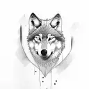 wolf with a blue eye and a brown eye color and an aggressive look for the arm tattoo design idea