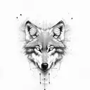 wolf with a blue eye and a brown eye color and an aggressive look for the arm tattoo design idea