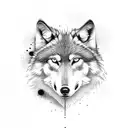 wolf with a blue eye and a brown eye color and an aggressive look for the arm tattoo design idea