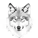 wolf with a blue eye and a brown eye color and an aggressive look for the arm tattoo design idea