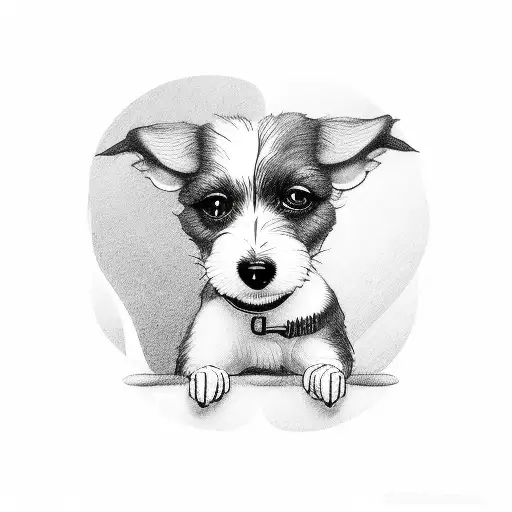 small dog hand memorial  tattoo design idea