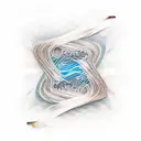 Guitar strings transforming into crashing waves tattoo design idea