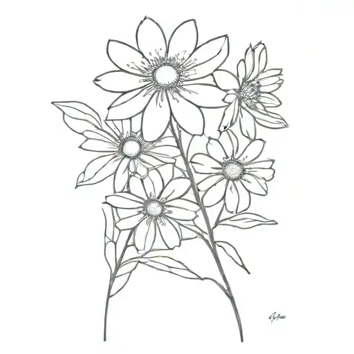 aster flowers tattoo design idea