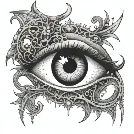 An eye symbolizing death and the afterlife tattoo design idea