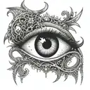 An eye symbolizing death and the afterlife tattoo design idea