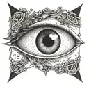 An eye symbolizing death and the afterlife tattoo design idea