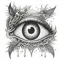 An eye symbolizing death and the afterlife tattoo design idea