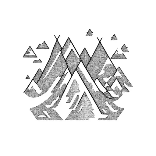 A mountain range with each peak representing a family member tattoo design idea