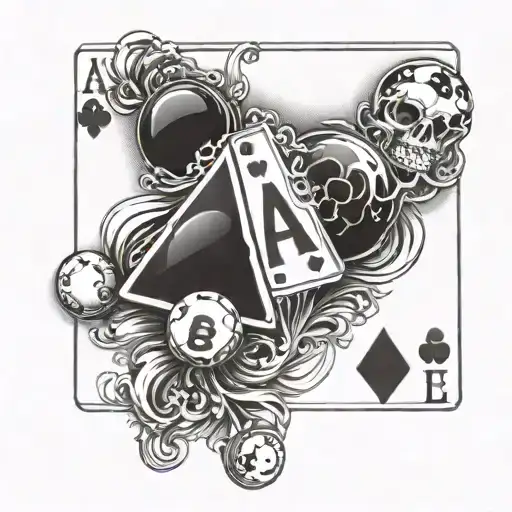 Pair of aces and a eight ball  tattoo design idea