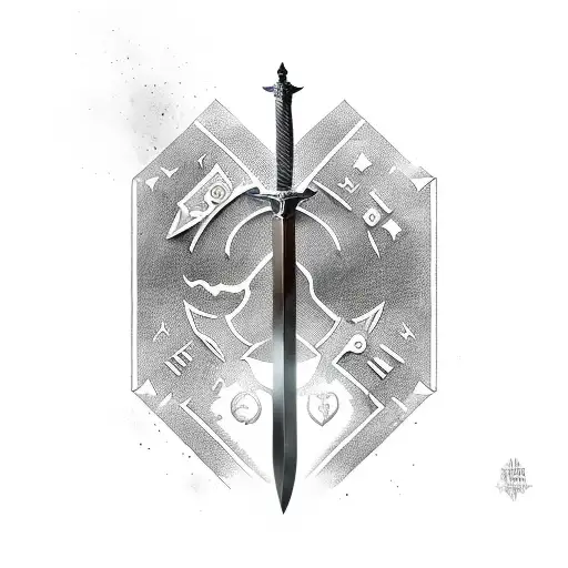 Geralt's sword with text Don't forget written with runes tattoo design idea