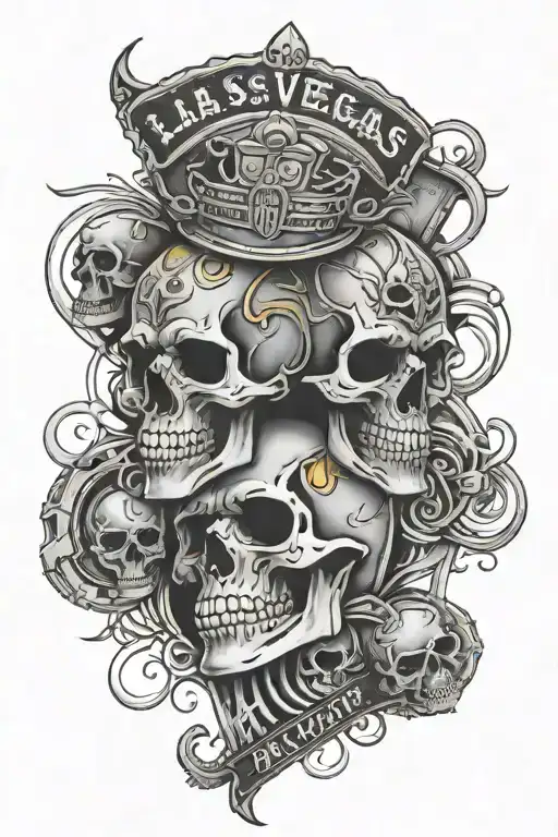 skulls mixed together with it saying las vegas raiders mixed into  tattoo design idea