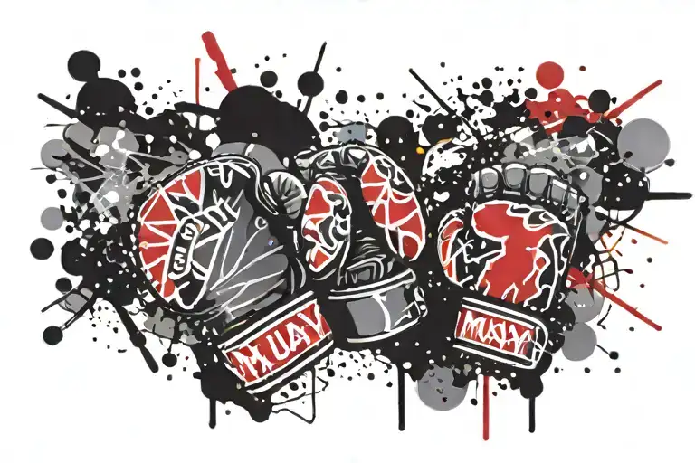 muay thai boxing gloves tattoo design idea