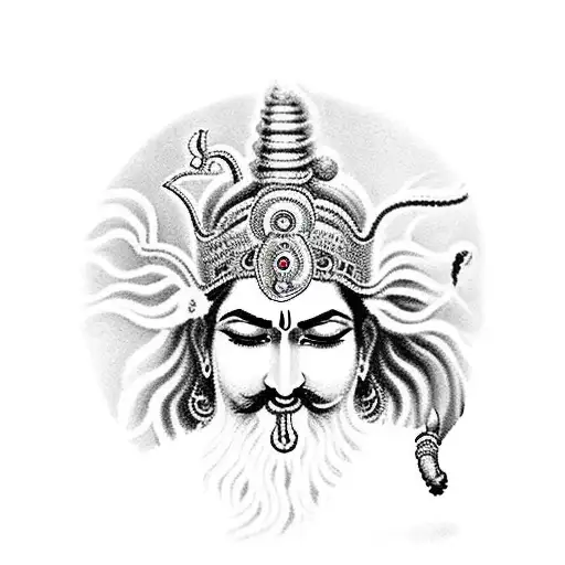 gods krishna, shiva and christ in a beach partying  tattoo design idea