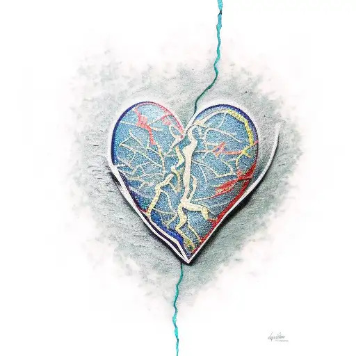 Kintsugi heart tattoo design idea
