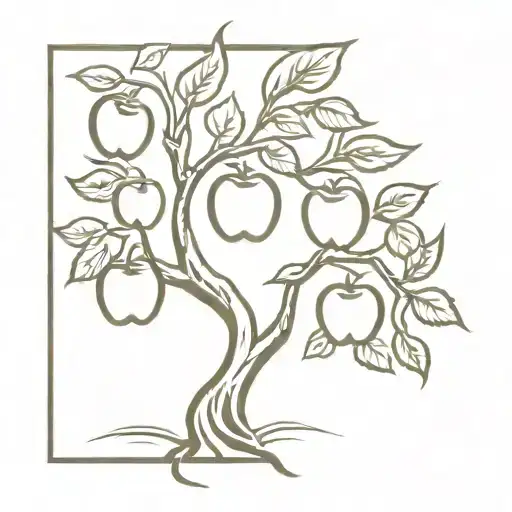  apple tree with apples hanging from branches  tattoo design idea