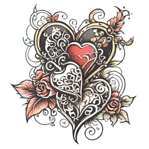 Three Hearts with a space   tattoo design idea