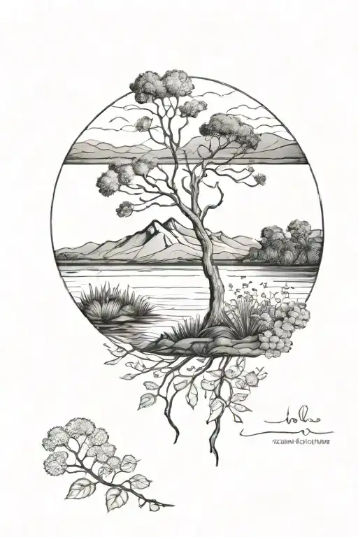 lake district nature tattoo design idea