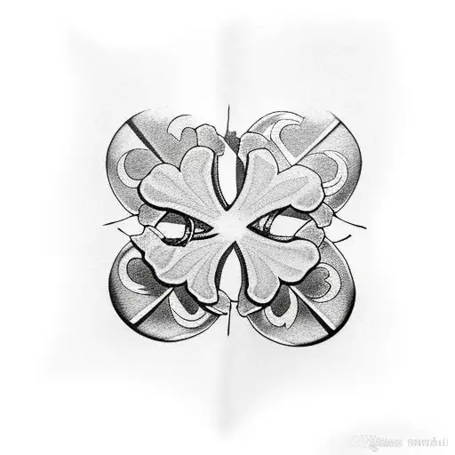 3 leaf clover inside a 4 leaf clover  tattoo design idea