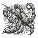 scorpion and vanilla stick crossed tattoo design idea